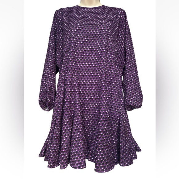 Rhode Ella Dress Sz XS $545 A-Line Relaxed Fit Purple Print NO BELT - Picture 1 of 5